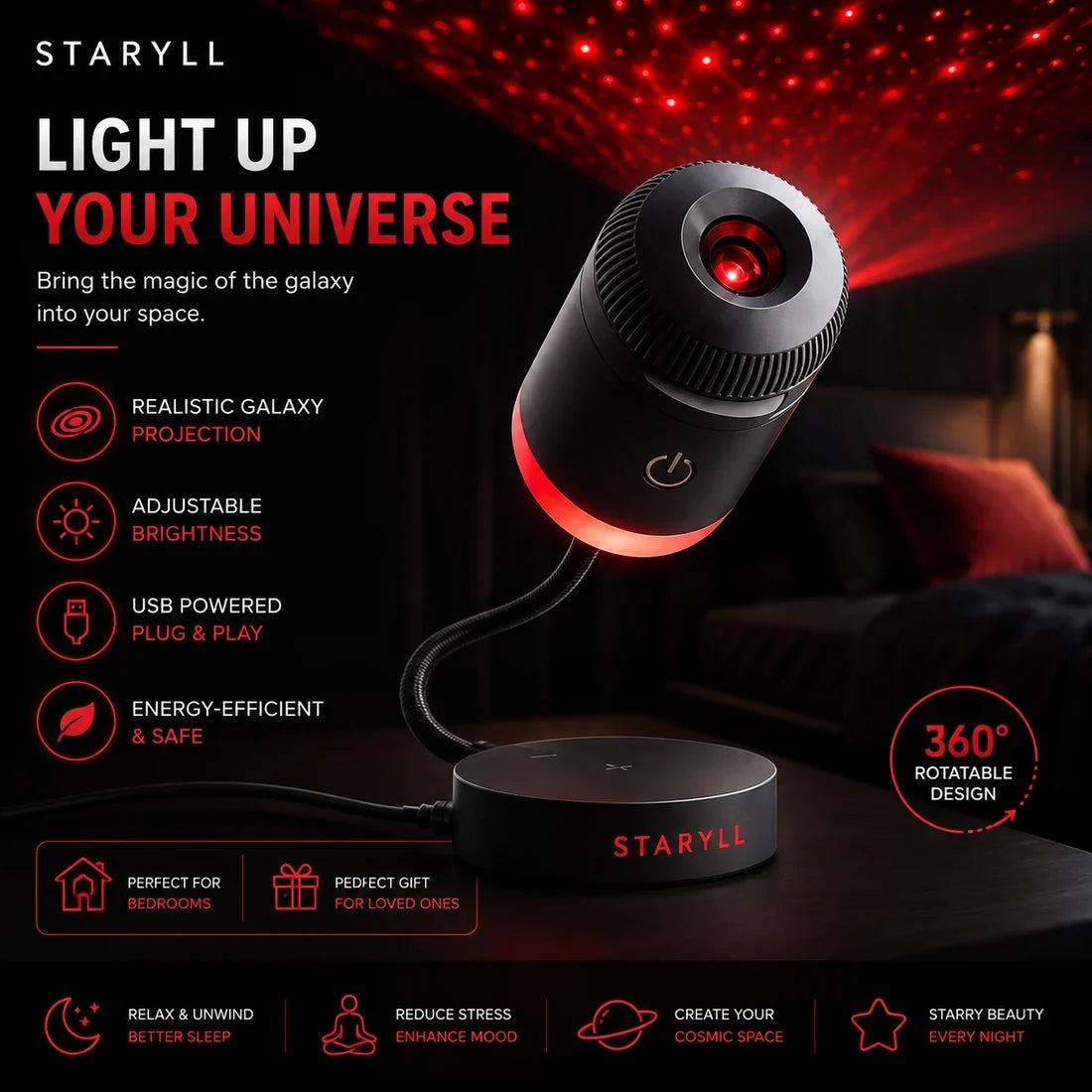 Galaxy Projector Star Light (White Colour)