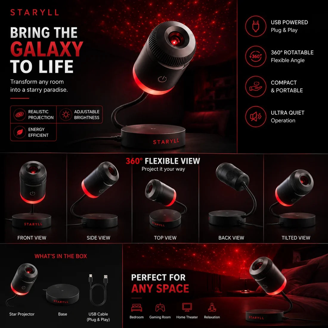 Galaxy Projector Star Light (White Colour)